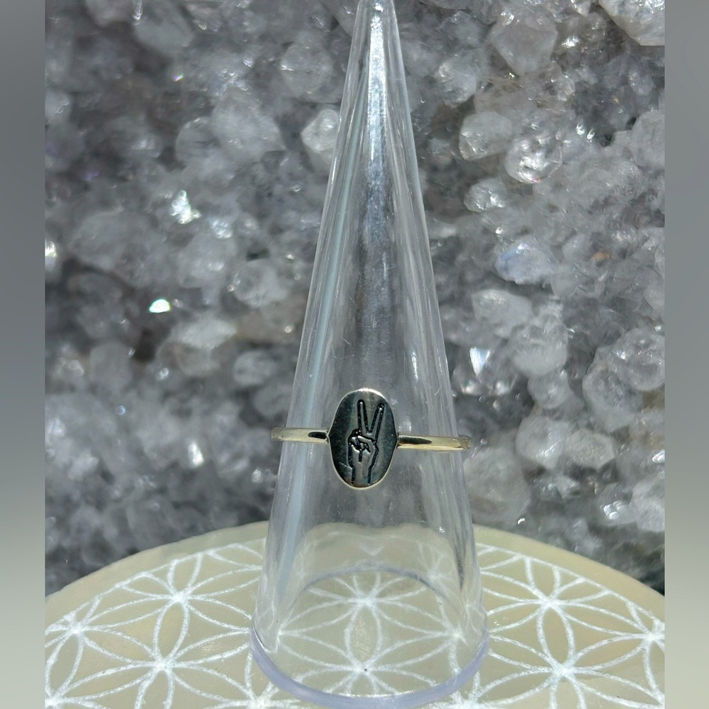 Peace Sign Sterling Silver Ring